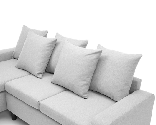Napoli Left Hand Facing Corner Sofa - Light Grey