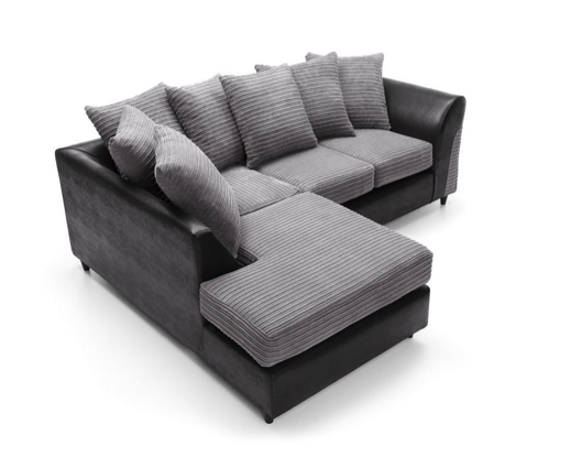 Harvey Left Hand Facing Corner Sofa - Black & Charcoal