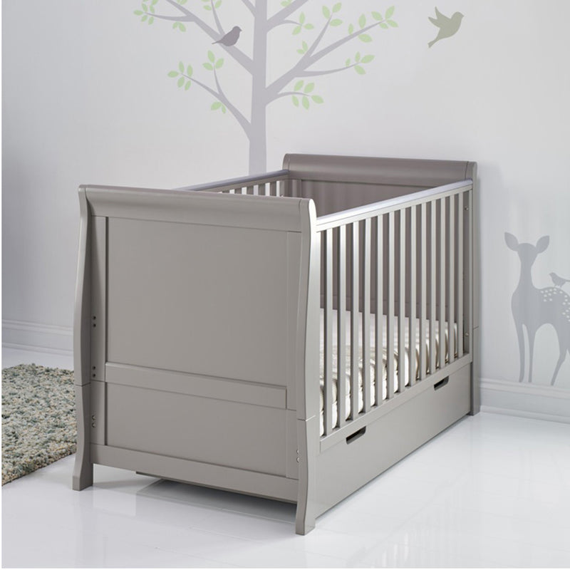Seren Cot Bed & Breathable Mattress-Taupe Grey