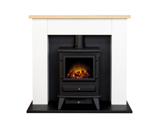Cyra Fireplace Suite in Pure White, 39 Inch