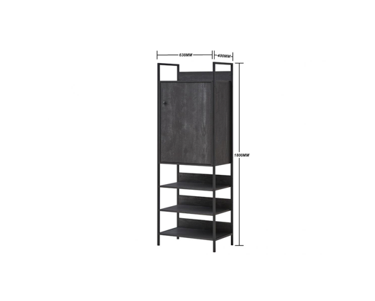 Zulu Storage Cabinet with 1 Door & 3 Shelves-Black