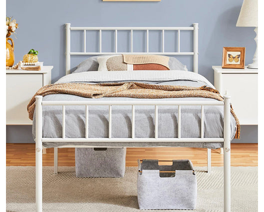 Modern Single Bed Frame - White