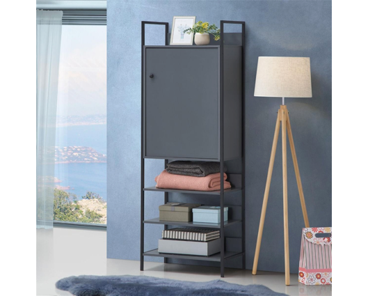 Zahra 3 Piece Bedroom Furniture Set Open Wardrobes-Dark Grey