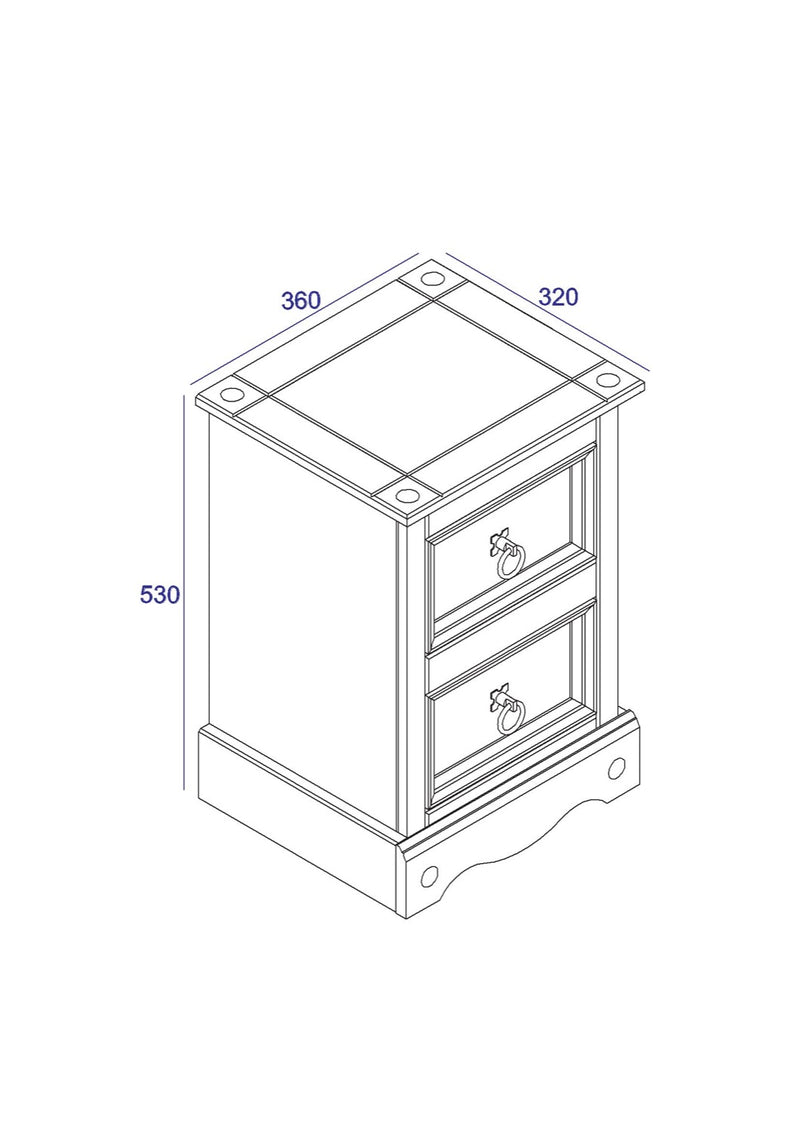 Corona Premium 2 Drawer Petite Bedside Cabinet