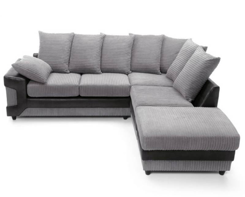 Dino Right Hand Facing Corner Sofa - Black & Charcoal