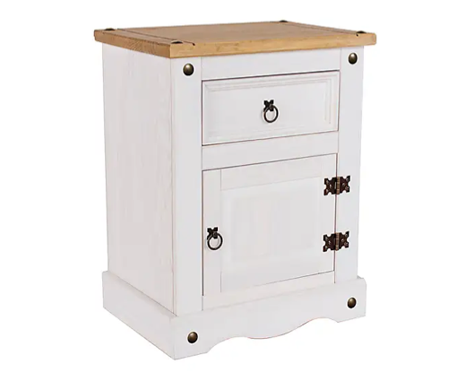 Corona White 1 Door, 1 Drawer Bedside Cabinet