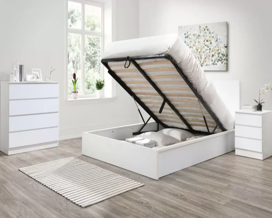 Oakley King Ottoman Bed- White