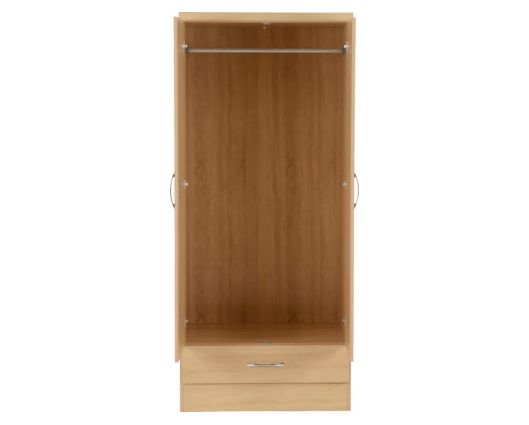 Neptune 2 Door 1 Drawer Wardrobe - Sonoma Oak Effect