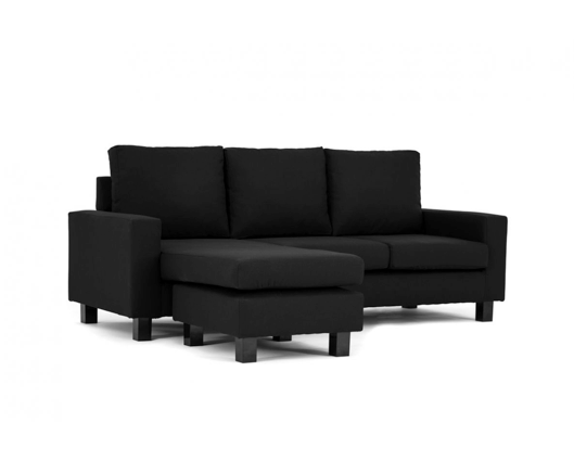 Capri Left Hand Facing Corner Sofa - Black