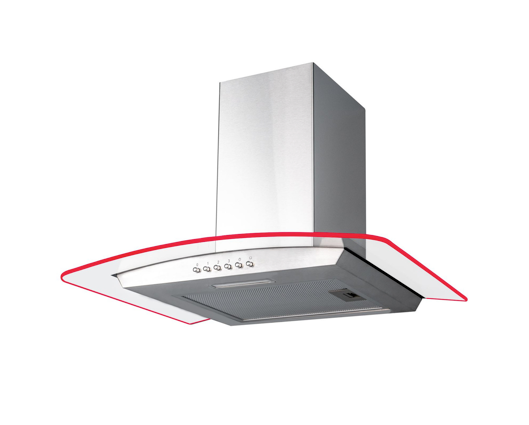 SIA CPLE70SS 70cm 3 Colour LED Curved Glass Cooker Hood Extractor Fan Stainless Steel