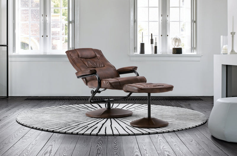Manuel Swivel Chair & Footstool-Tan