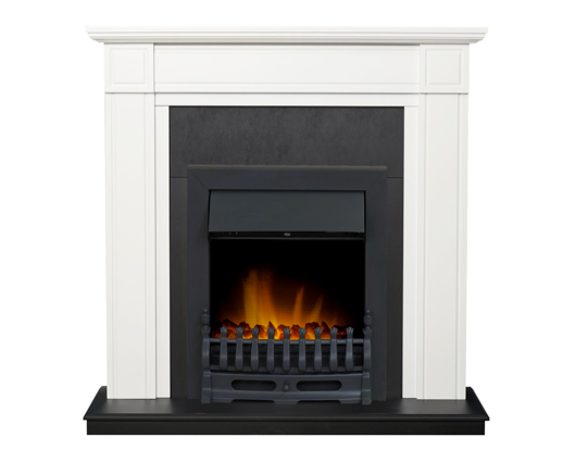 Giovannia  Fireplace Suite 39inch White/Black With Electric Fire - Black