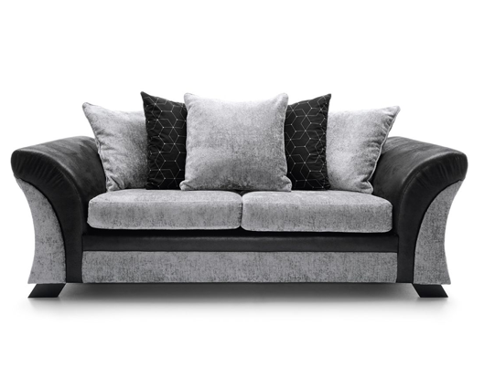 Francisco 3 Seater Sofa - Black & Charcoal