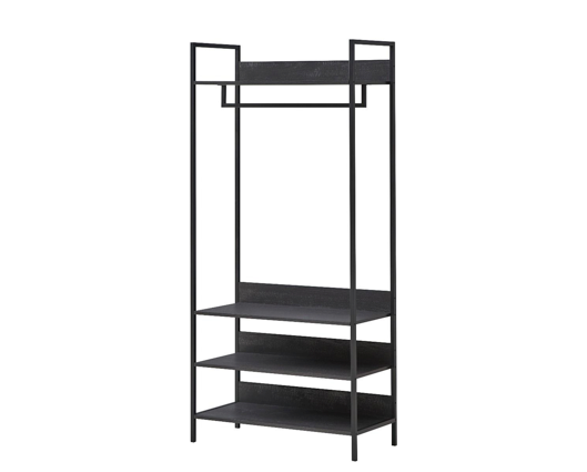 Zulu Wide Open Wardrobe with 4 Shelves-Black