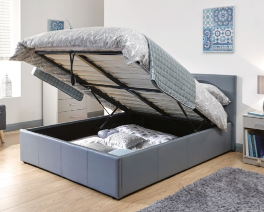 Small Double End Lift Ottoman Bed-Grey