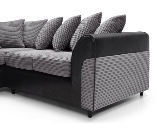 Harvey Left Hand Facing Corner Sofa - Black & Charcoal