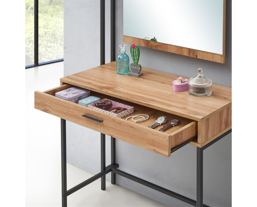 Zulu Dressing Table with Mirror-Oak