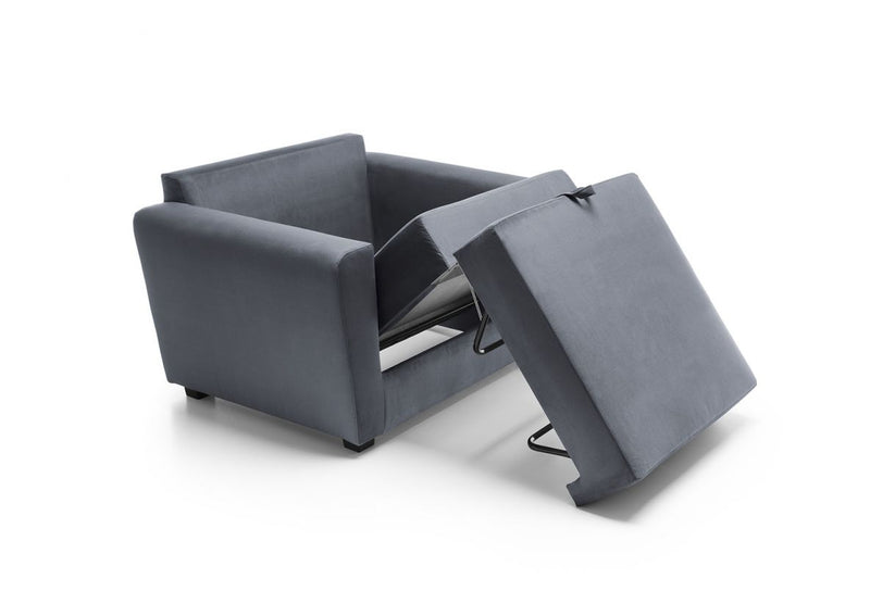 Olly Velvet Single Sofa Bed - Dark Grey