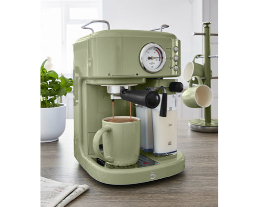 Swan SK22150GN Retro One Touch Espresso Coffee Machine Green