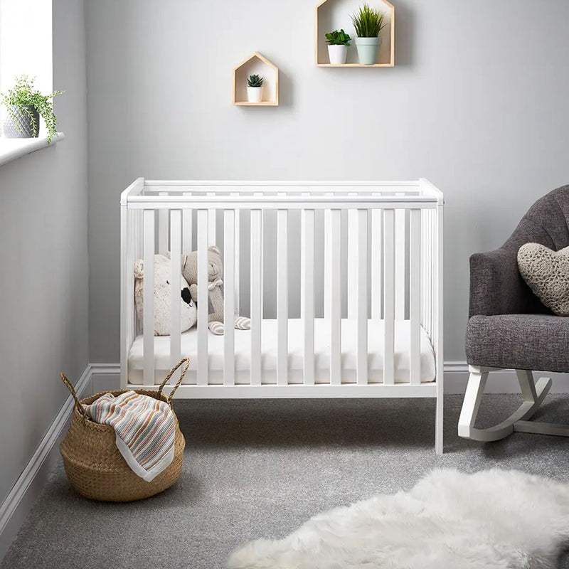 Bantam Space Saver Cot & Fibre Mattress-White