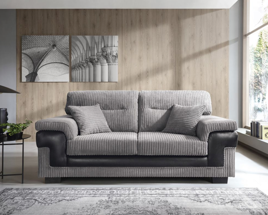 Samson 3 Seater Sofa - Black & Grey