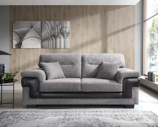 Sofia 3 Seater Sofa - Black & Grey