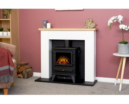 Cyra Fireplace Suite in Pure White, 39 Inch