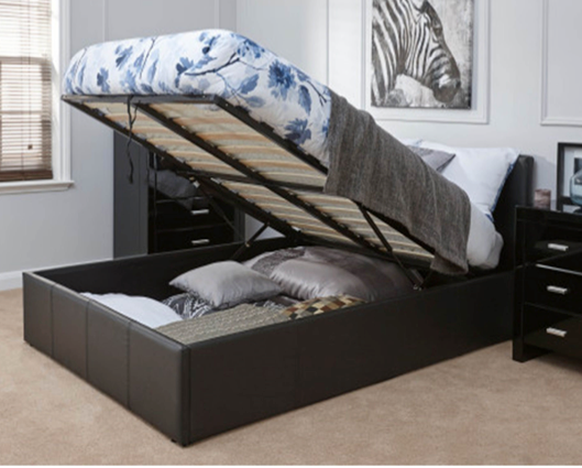 Small Double End Lift Ottoman Bed-Black