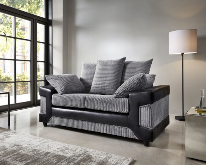 Dino 2 Seater Sofa - Black & Charcoal