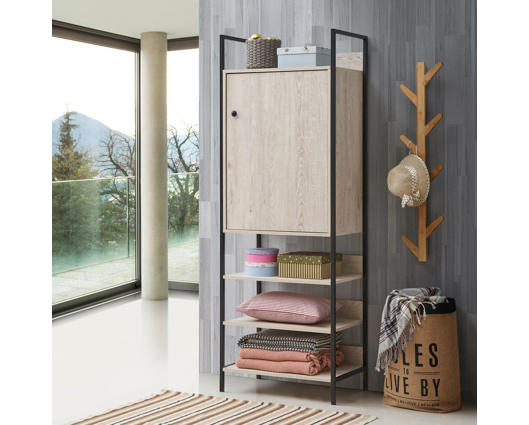Zulu Storage Cabinet with 1 Door & 3 Shelves-Ash Oak