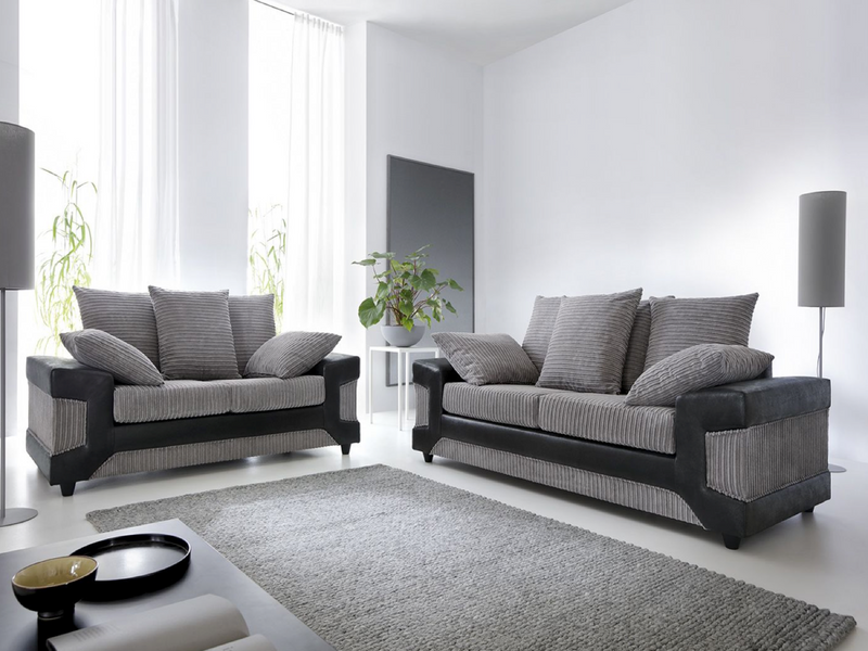 Dino 2 Seater Sofa - Black & Charcoal