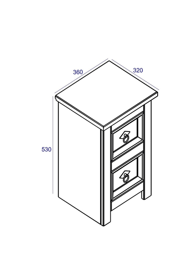Corona Carbon 2 Drawer Petite Bedside Cabinet