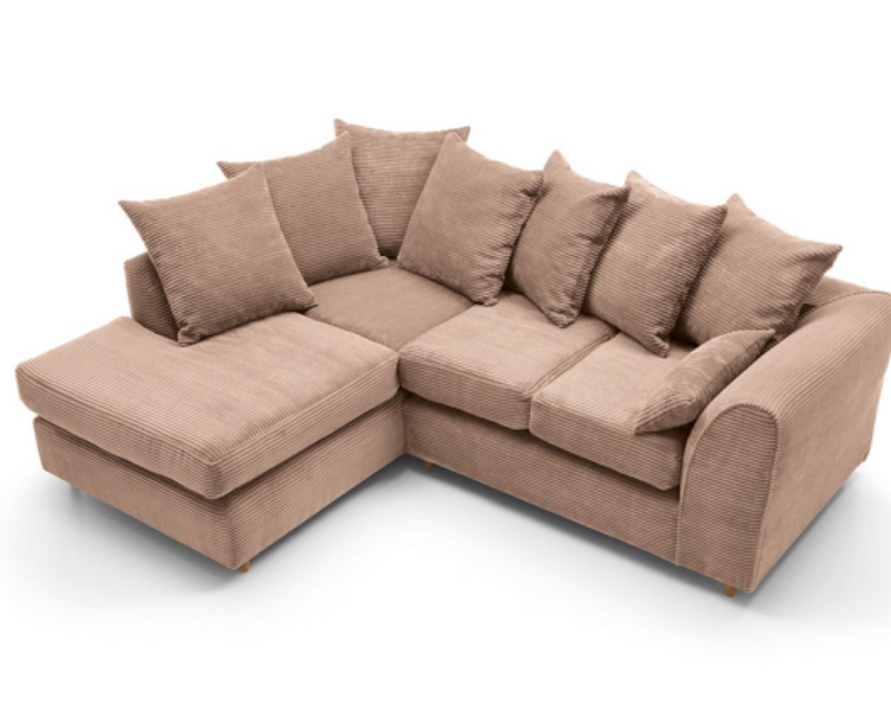 Jumbo Cord Left Hand Facing Corner Sofa - Brown