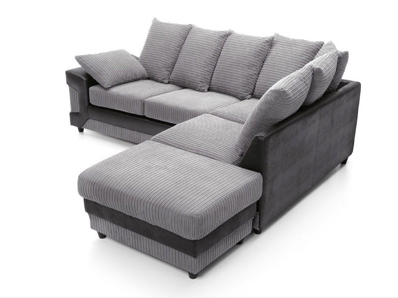Dino Right Hand Facing Corner Sofa - Black & Charcoal