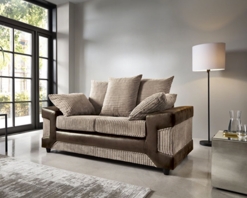Dino 2 Seater Sofa - Brown & Beige