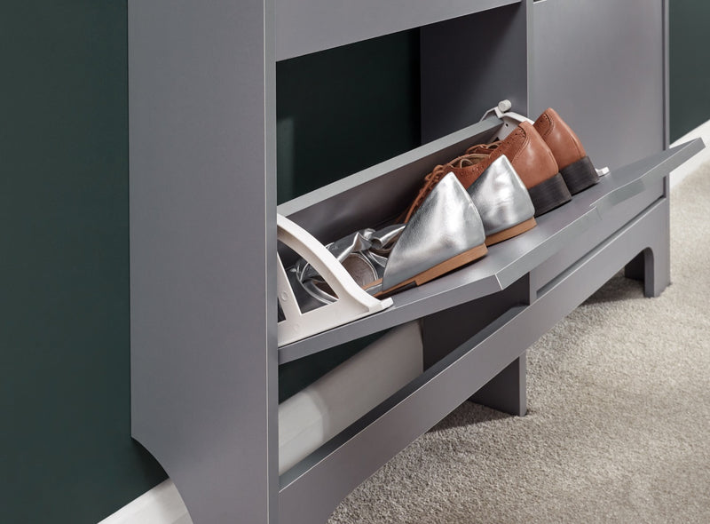 Slim 4 Drawer Shoe Cabinet-Grey