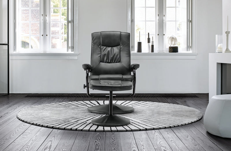 Memphis Swivel Chair & Footstool-Black