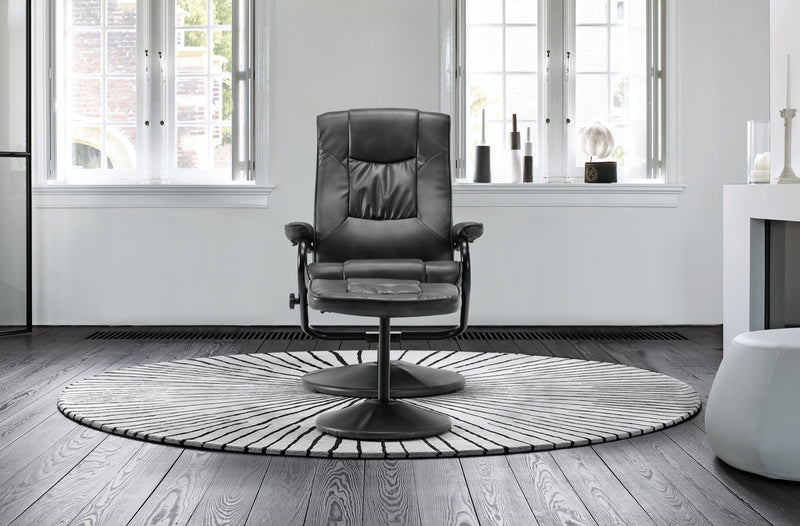 Manuel Swivel Chair & Footstool-Black