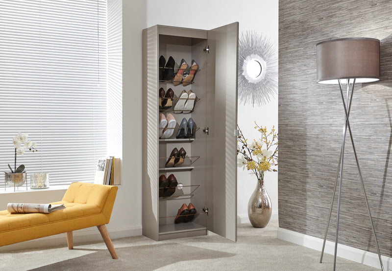 Mirrored Shoe Cabinet-Grey