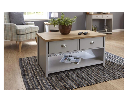 Lachlan 2 Drawer Coffee Table-Grey