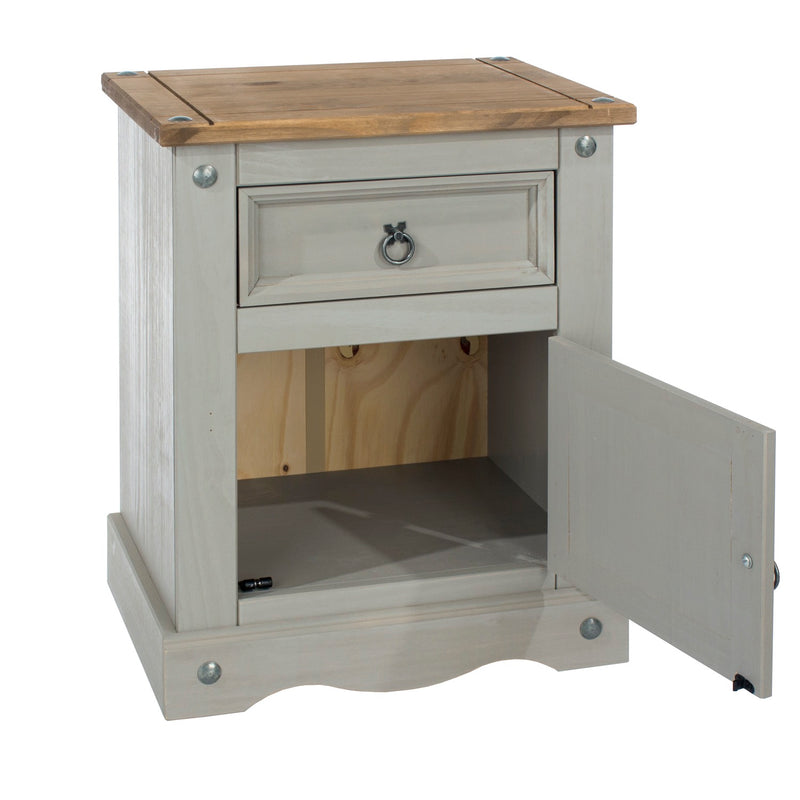Corona Grey 1 Door, 1 Drawer Bedside Cabinet