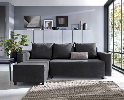 Oslo Left Hand Facing Corner Sofa - Black