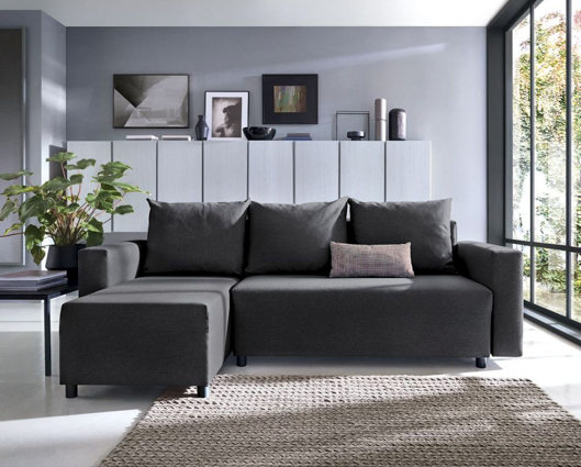 Otto Left Hand Facing Corner Sofa - Black