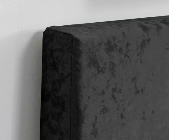 Small Double Beda Fabric Ottoman - Black Crushed Velvet