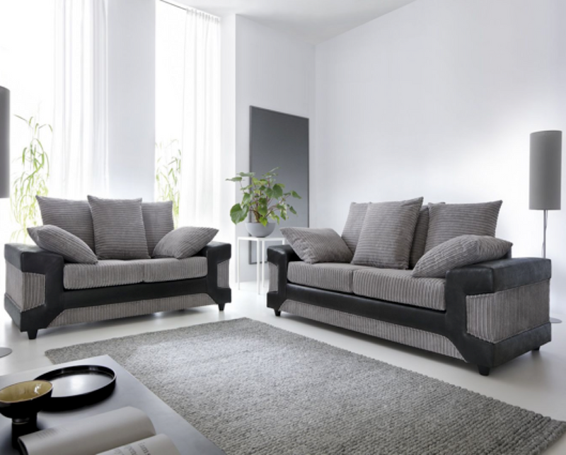 Dino 3 Seater Sofa - Black & Charcoal