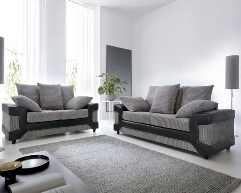 Dulcie 3 Seater Sofa - Black & Charcoal