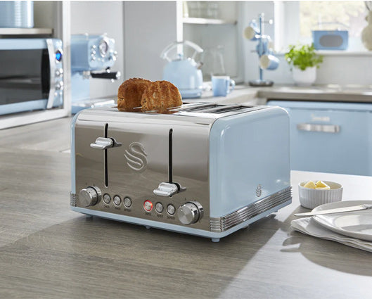 Swan Retro 4 Slice Toaster Blue