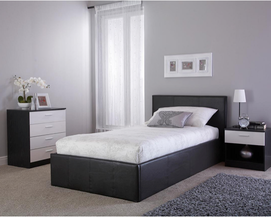 Serena Double Side Lift Ottoman Bed - Black