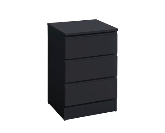 Oakley 3 Drawer Bedside- Black