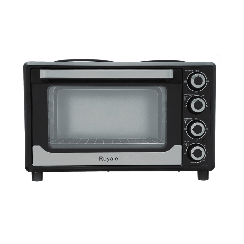 Royale 32L Mini Oven With Double Hotplates Black